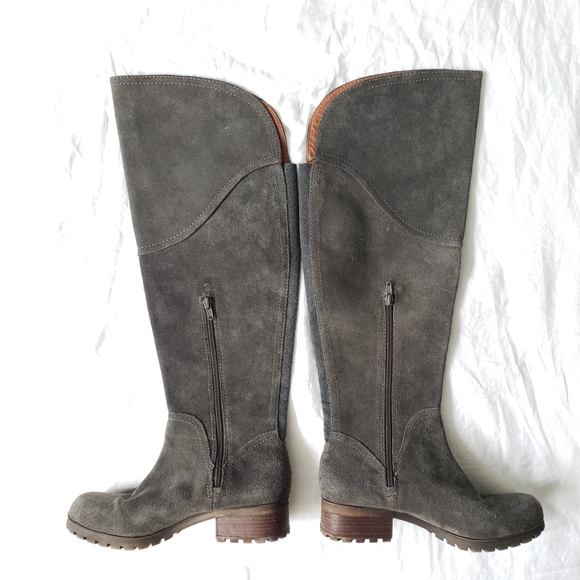 Lucky Brand LK-Harleen gray suede round toe knee high boots 8 - Picture 2 of 16